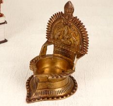 Gajalakshmi Oil Lamp Diya Made of Brass for Prayer Room