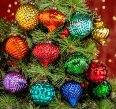 12 Pieces Modern Multicolor Coloured Glass Christmas Ornaments