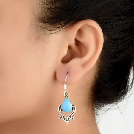 92.5 Sterling Silver Earrings Everyday Turquoise Earrings