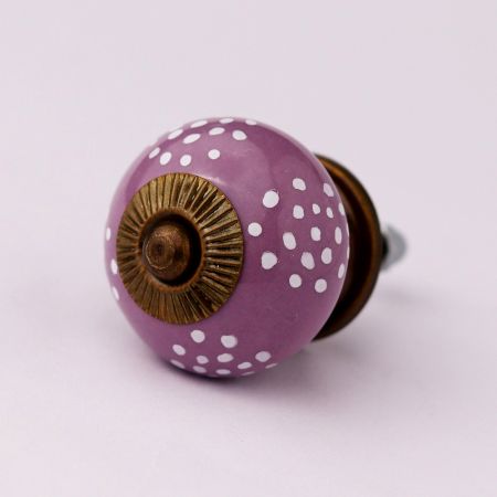 Purple Ceramic Floral Doted Dresser Knob