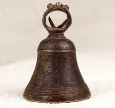 Vintage Brown Handcrafted Bell Metal Temple Bell for Decor