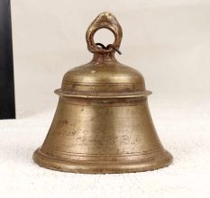 Handcrafted Bell Metal Brown Temple Bell for Prayer Room