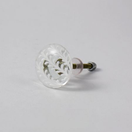 Modern Glass Clear Leaf Drawer Knob