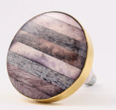 Round Grey Metal and Bone Knob