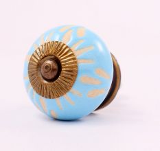 Turquoise Etched Ceramic Knob 39