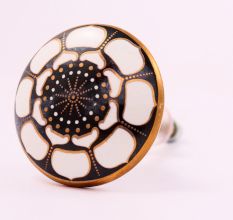 Ceramic Floral Cabinet Knob in Golden