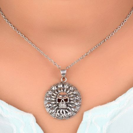 92.5 Sterling silver Pendant Circle of Skulls For Men