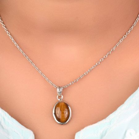 925 Sterling Silver Gemstone Handmade Pendant Decorative Border