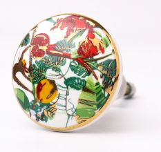Tropical Fruits Animals Ceramic Cabinet Knobs  with Gold Work