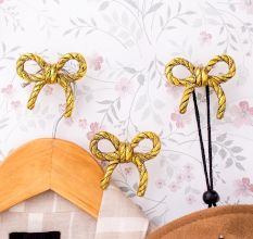 Decorative Gold Bow Metal Wall Hooks-3 Pieces