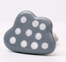 Grey White Dot Cloud Ceramic Cabinet Knob