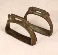 Vintage Finish Brass Horse Stirrups in Dark Finish in Pair