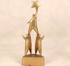 Golden Colour Handcrafted Trophy Made of Premium Brass