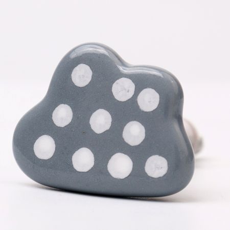 Grey White Dot Cloud Ceramic Cabinet Knob