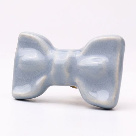 Grey Ceramic Bow Cabinet Knob