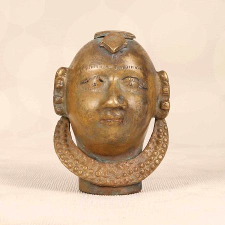 Indian Holy Brass Gauri Head Statue in Brown Finish for Decor