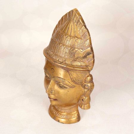 High-Quality Holy Brass Gauri Head Statue in Brown Finish