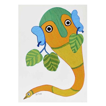 Beautiful Gond Art Painting by Padma Shri Awardee Durgabai Vyam