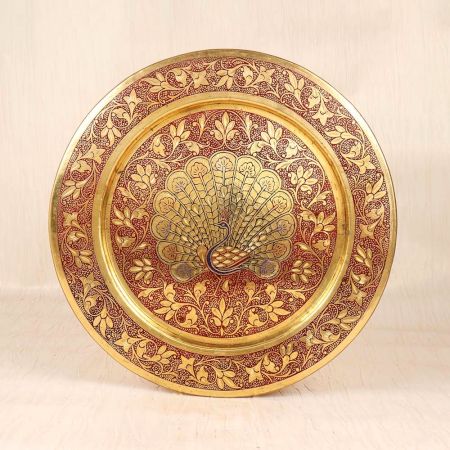 Red and Blue Enamel Work Brass Hanging Plate for Decoration