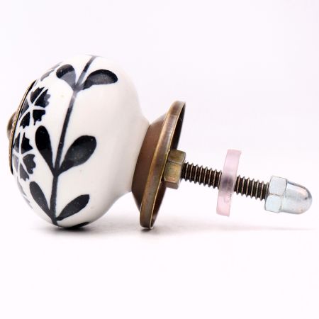 Black Tiny Flower Ceramic Knob