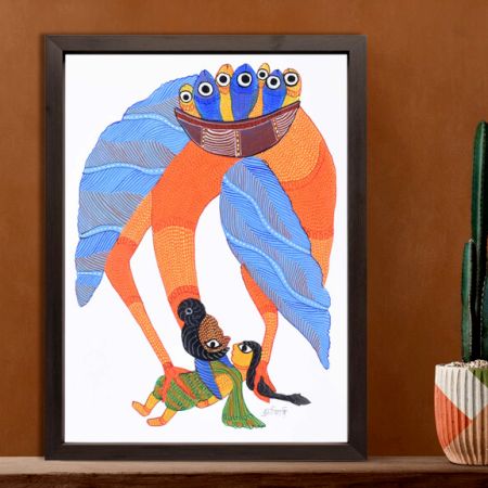 Multi-Coloured Gond Art Painting by Padma Shri Durgabai Vyam