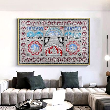 Lord Krishna's Leela Pattachitra Painting on Cloth Paper for Home Decor