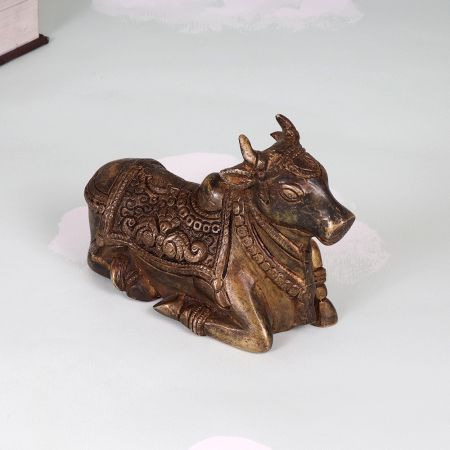 Handcrafted High-Quality Brass Nandi Statue for Prayer Room