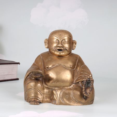 Vintage Chinese Art Brass Laughing Buddha Statue for Decoration