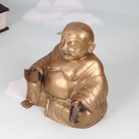 Vintage Chinese Art Brass Laughing Buddha Statue for Decoration