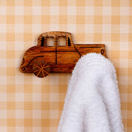 Natural Wooden Adhesive Car Design Wall Hook