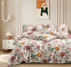 Multi-Color Glace Cotton Soft Non Fitted Double Bedsheet Set with 2 Pillow Covers | 230 x 250 cm