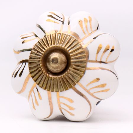 White Golden Leaf Big Melon Knob