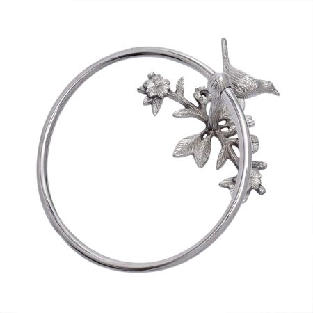 Brass Silver Towel Hanger With Bird Figurine