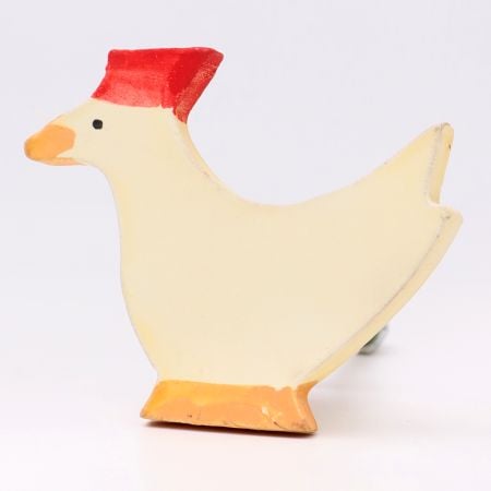 Handmade White Wooden Hen Drawer Knobs