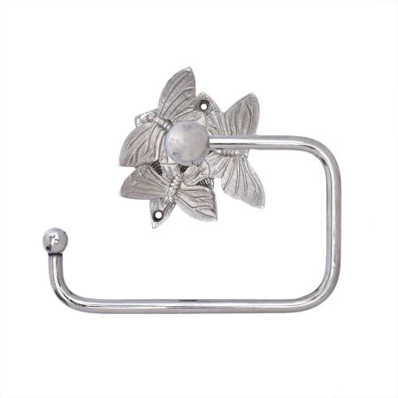 Set of 4 Silver Brass Butterfly Bathroom Hardware Accessories