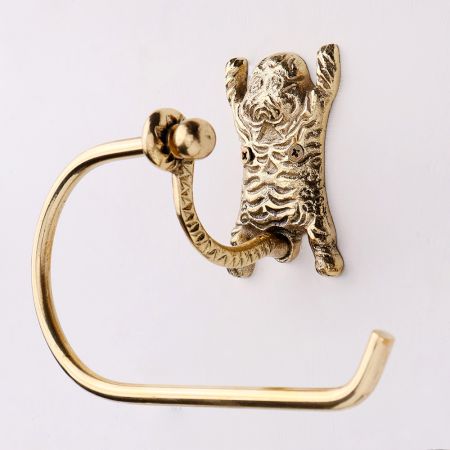 Handmade Brass Tiger Design Toilet Paper Holder for Bathroom