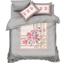 Floral Digital Panel Print Glace Cotton Soft Non Fitted Queen Size Bedsheet Set with 2 Pillow Covers | 90 x 100 Inches