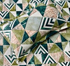 Modern Geometric Print 100% Cotton Casement King Size Bedsheet Set with 2 Pillow Covers | 100 x 108 Inches