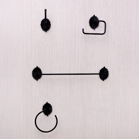 Premium Black Aluminum Bathroom Accessory Set of 4 Vintage Wall-Mounted Design