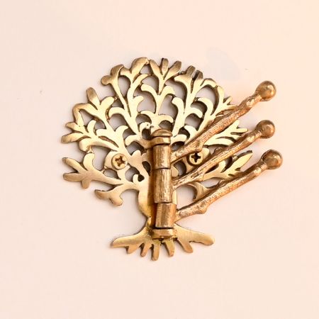 Brass Golden Decorative Tree Swivel Tri Arm Hook