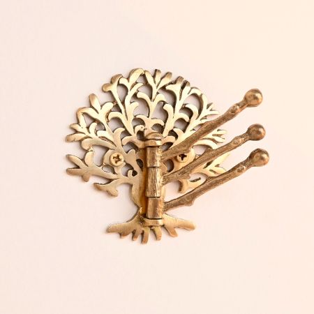 Brass Golden Decorative Tree Swivel Tri Arm Hook