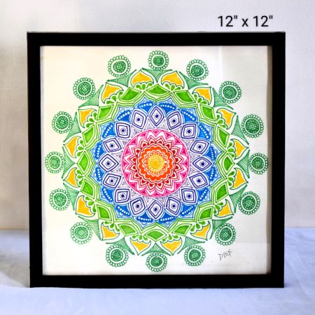 Hand-Drawn Mandala Art on Paper by Artist Dimpana | 12 x 12 Inches