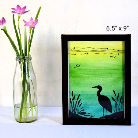 The Crane Watercolor Painting on Paper by Artist Dimpana | 6.5 x 9 Inches