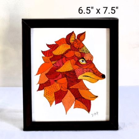 The Fox Zentangle Animal Art Art on Paper by Artist Dimpana | 6.5 x 7.5 Inches
