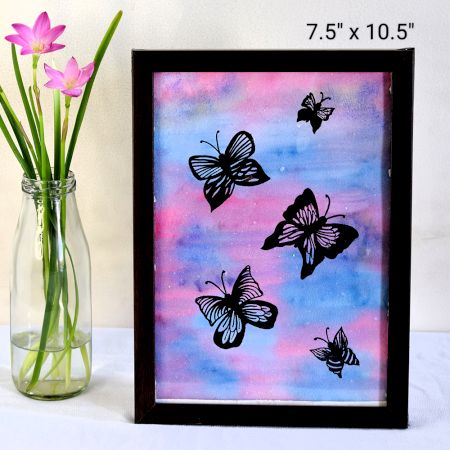 Butterflies Watercolor Butterfly Silhouette Art on Paper by Artist Dimpana | 7.5 x 10.5 Inches