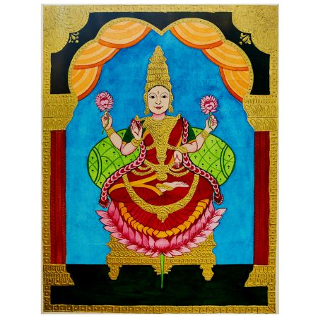Lakshmi Mysore Painting Traditional Religious Artwork Art on Paper by Artist Dimpana |10 X 12 Inches