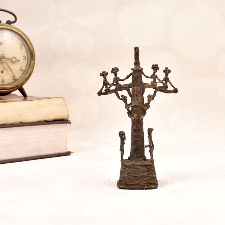 Vintage Finish Handmade Brass Tribal Art Stand for Decoration