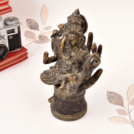 Handmade Tribal Brass Lord Ganesha Statue from Central India