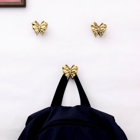Golden Brass Butterfly Wall Hooks-3 Pieces