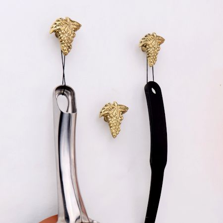 Golden Brass Grape Wall Hooks-3 Pieces